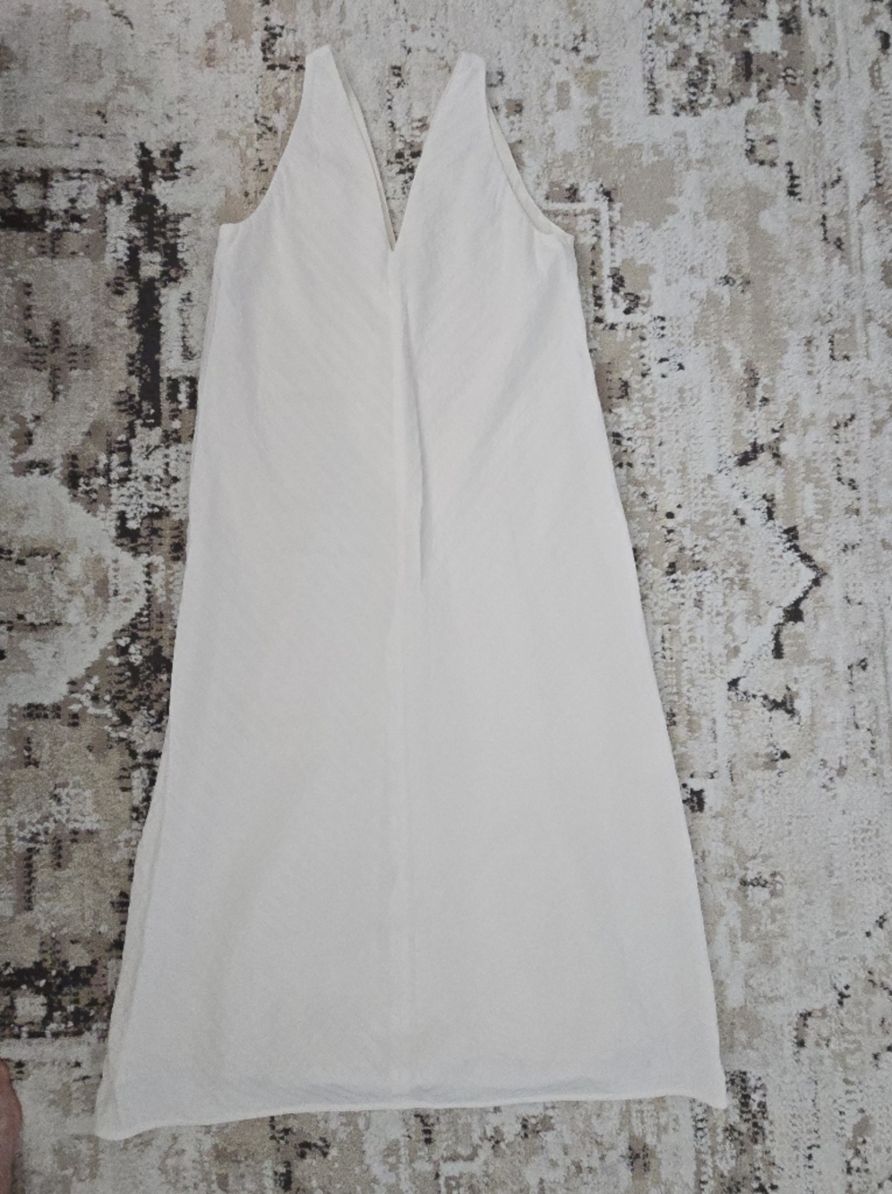 Everlane City Stripe Sleeveless V-Neck Textured Midi Dress in Ivory Size 10 - Picture 3 of 6